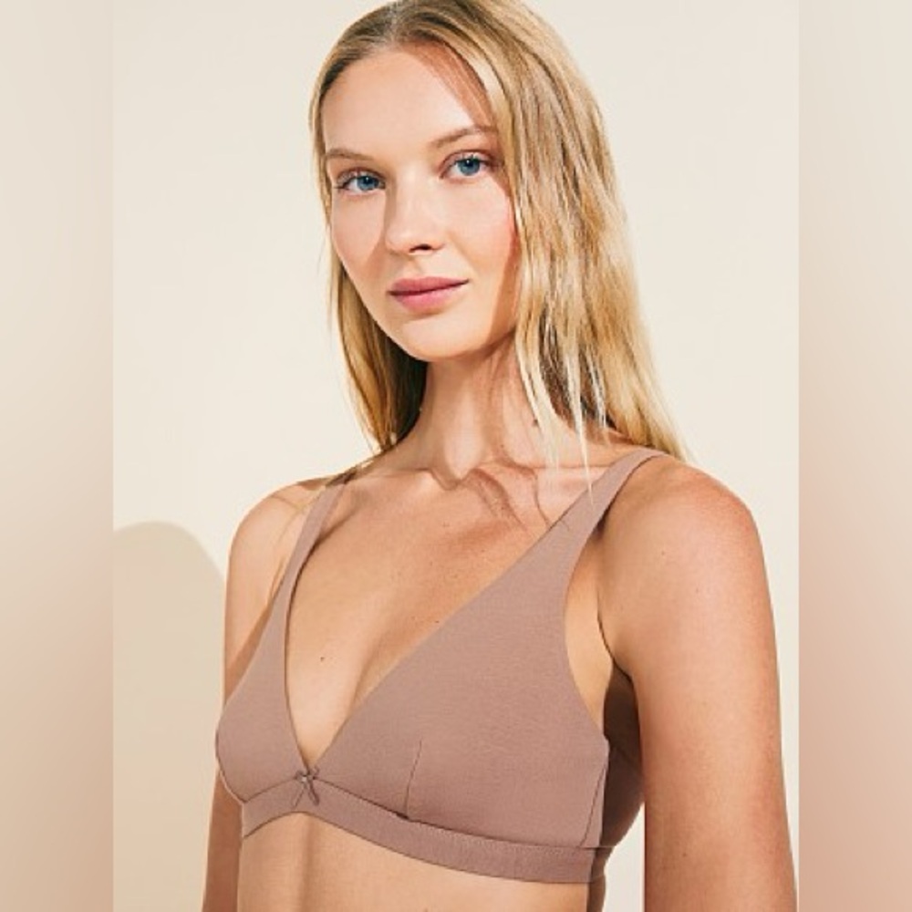 Eberjey Pima Stretch Cotton V Bralette Mocha